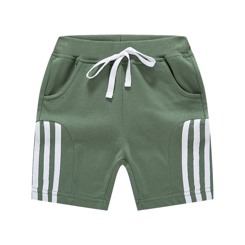 Kids Boys Casual Stripe Elastic Basic Sport Shorts