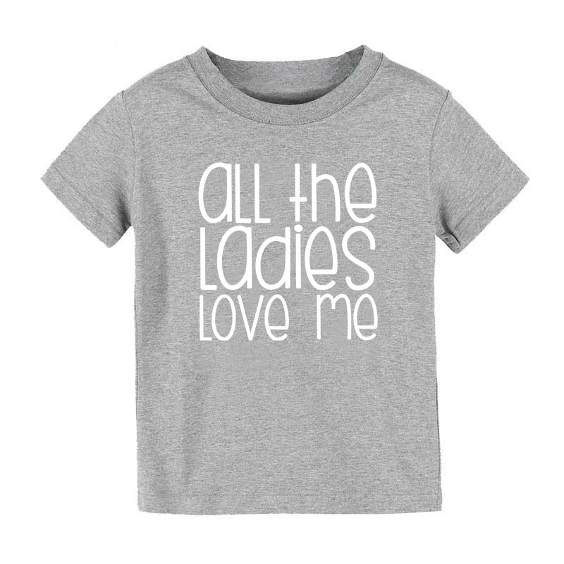 Children Kids Baby Fashion Girls Boys Basic Casual All The Kadies Love Print Short Sleeve T-Shirt