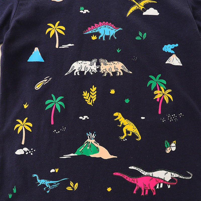 Kids Toddler Boys Casual Cute Cartoon Print Short Sleeve Round Neck T-Shirt