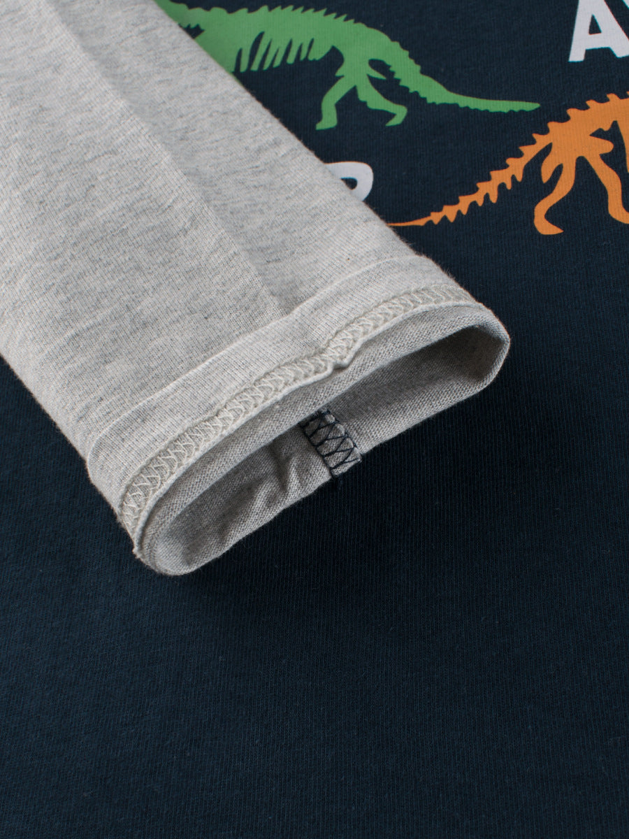 Kids Toddler Boys Casual Cute Alphabet Dinosaur Print Long Sleeve T-Shirt