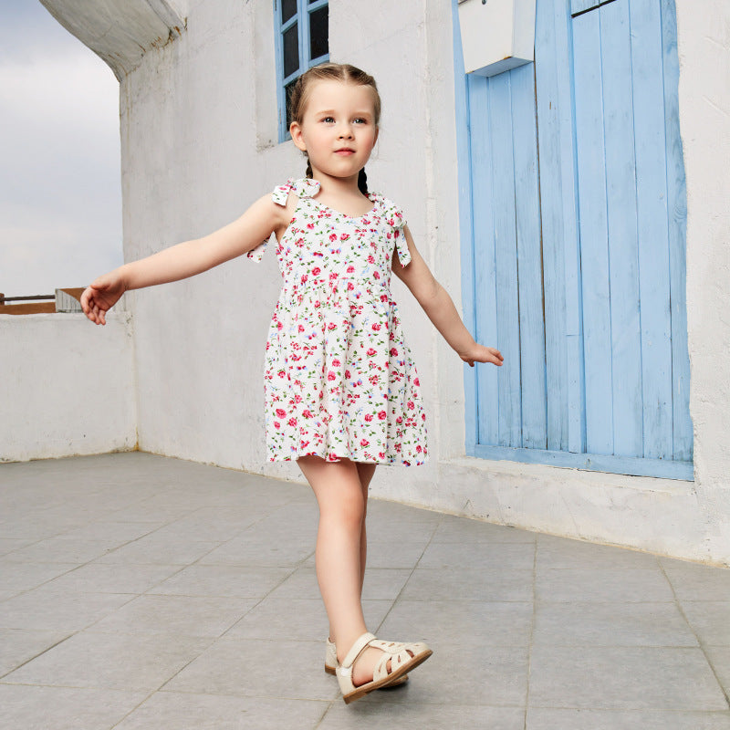 Vacation Summer Floral Cute Mid-Length Mother And Daughter Family Matching Dress