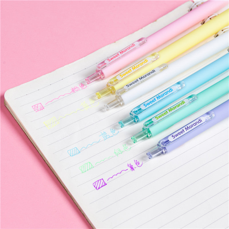6pcs/set Student Stationery Morandi Macaron Color Diy Greeting Card Multicolor Pen