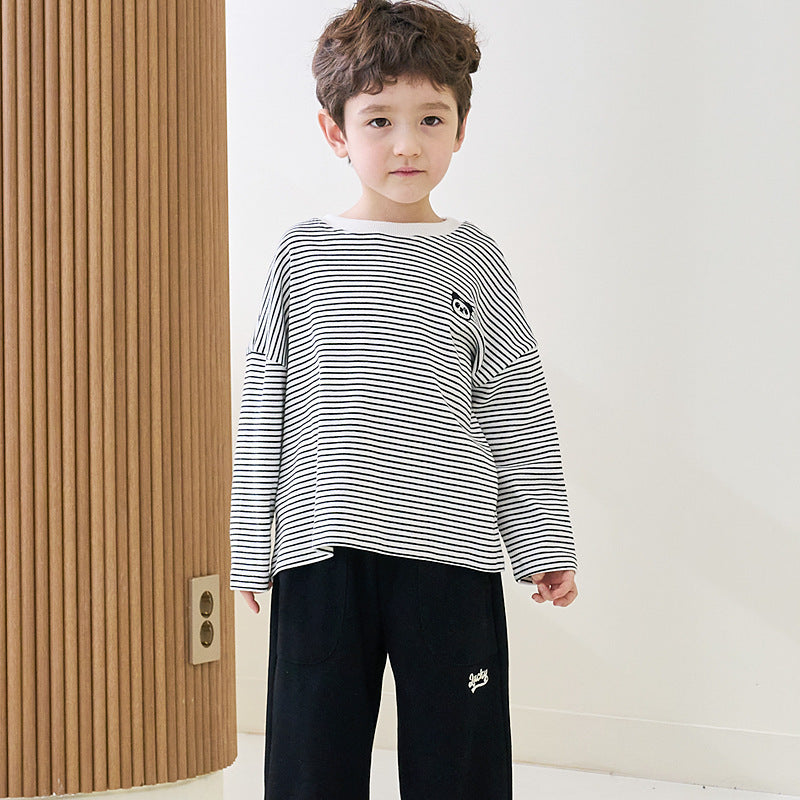 Children'S Casual Stripe Printed Long Sleeve T-Shirt