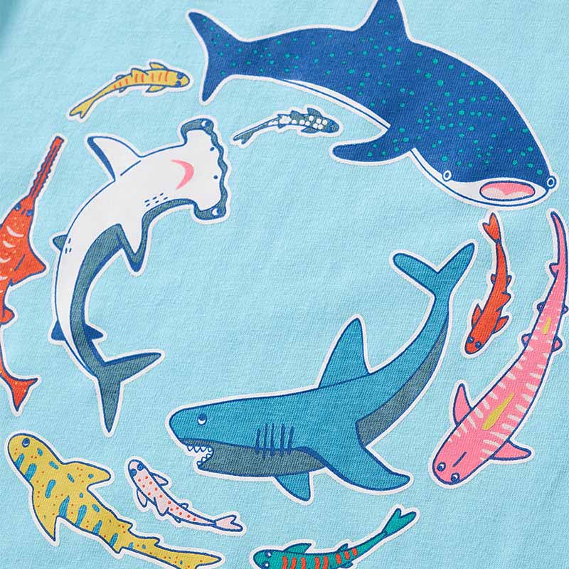 Kids Toddler Boys Casual Cute Cartoon Shark Print Short Sleeve T-Shirt