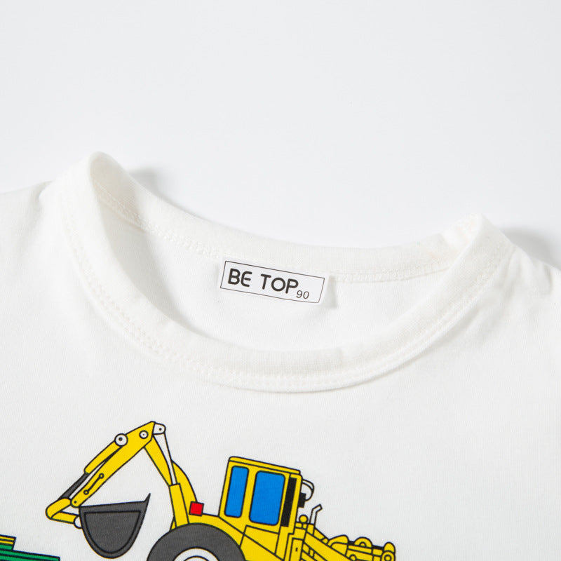Kids Toddler Boys Casual Cute Cartoon Print Short Sleeve Round Neck T-Shirt
