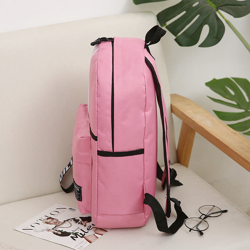 Children Fashion Simple Girls Boys Color Matching Canvas Backpack School Bag