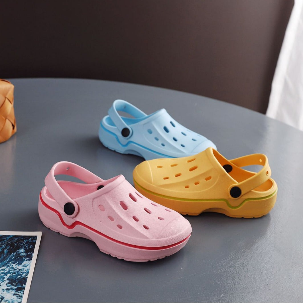 Children'S Fashion Cute Solid Color Non-Slip Waterproof Breathable Hole Shoes