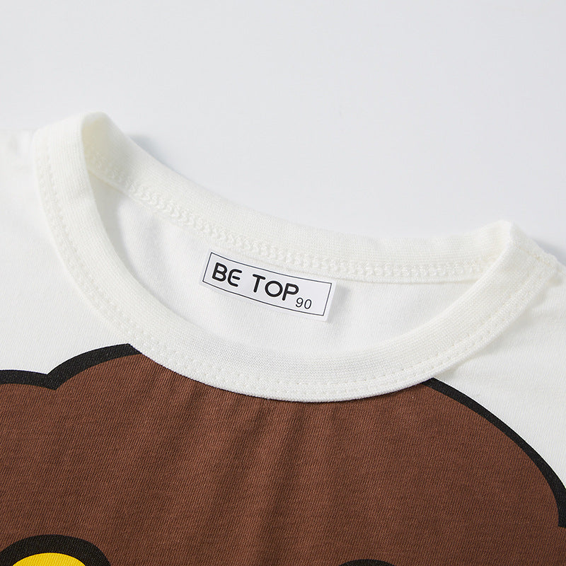 Kids Toddler Boys Casual Cute Cartoon Lion Print Short Sleeve Round Neck T-Shirt