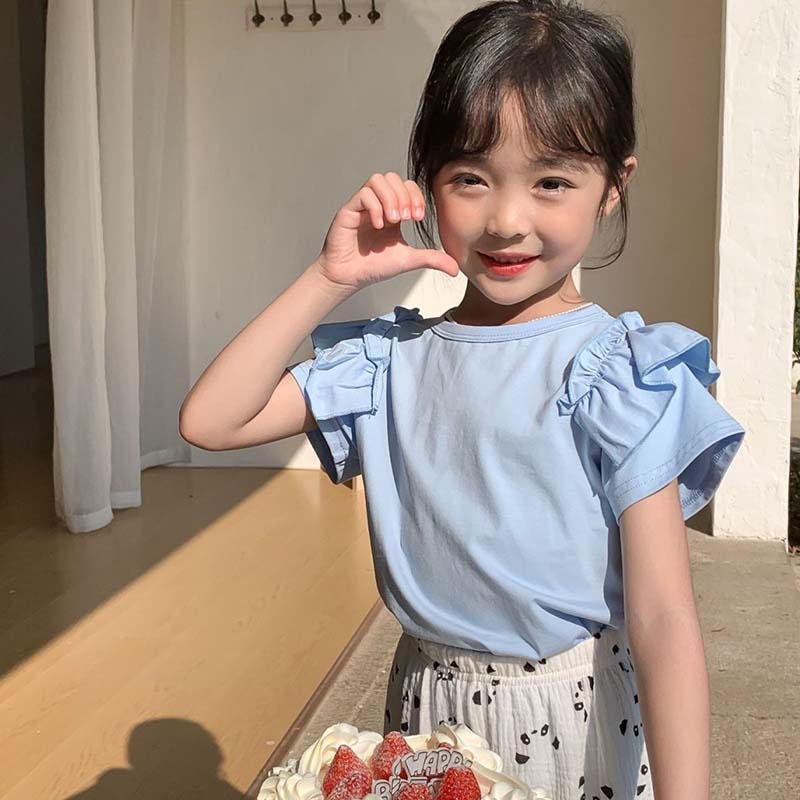 Kids Toddler Girls Fashion Casual Cute Solid Color Short Sleeve T-Shirt