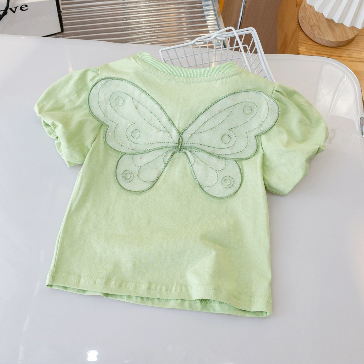 Kids Toddler Girls Casual Cute Cartoon Flower Short Sleeve Round Neck T-Shirt