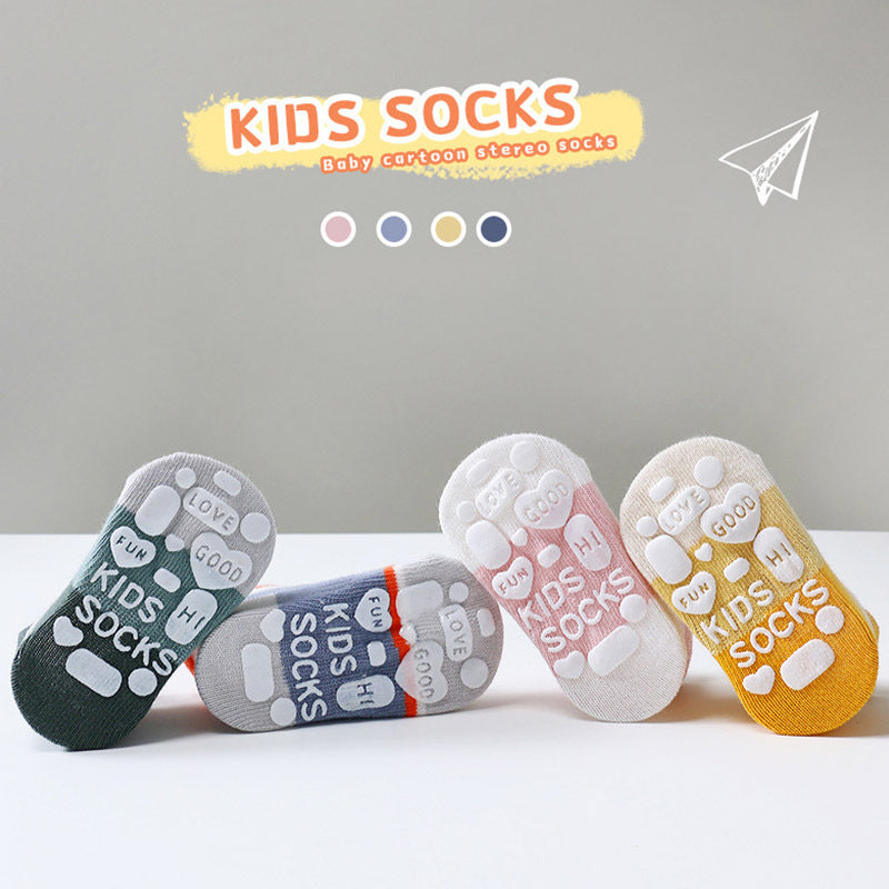 5pairs/set Kids Basic Simple Striped Non-slip Design Socks