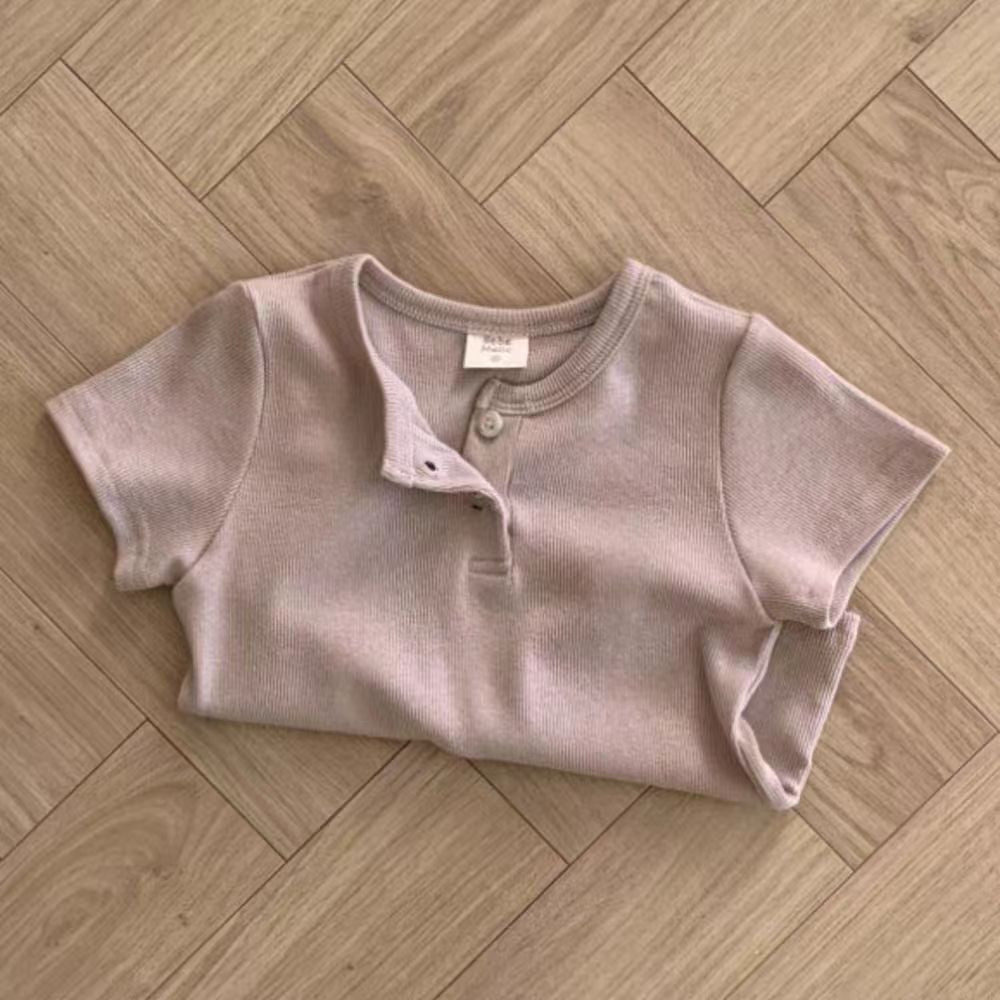 Kids Baby Fashion Casual Solid Color Cotton Round Neck Short-Sleeve T-Shirt