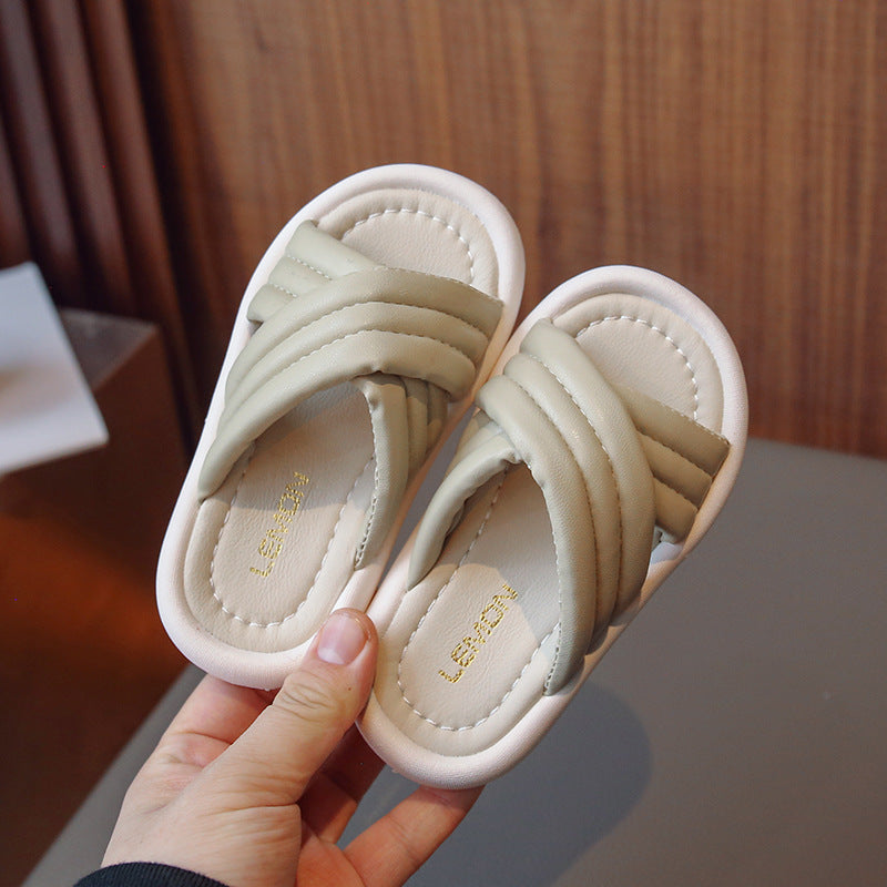 Children Kids Baby Fashion Girls Non-Slip Cross Casual Outdoor Slippers Shoes
