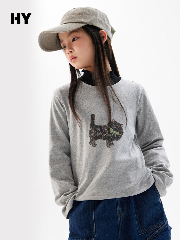 Kids Toddler Big Girls Casual Cute Cartoon Print Long Sleeve T-Shirt