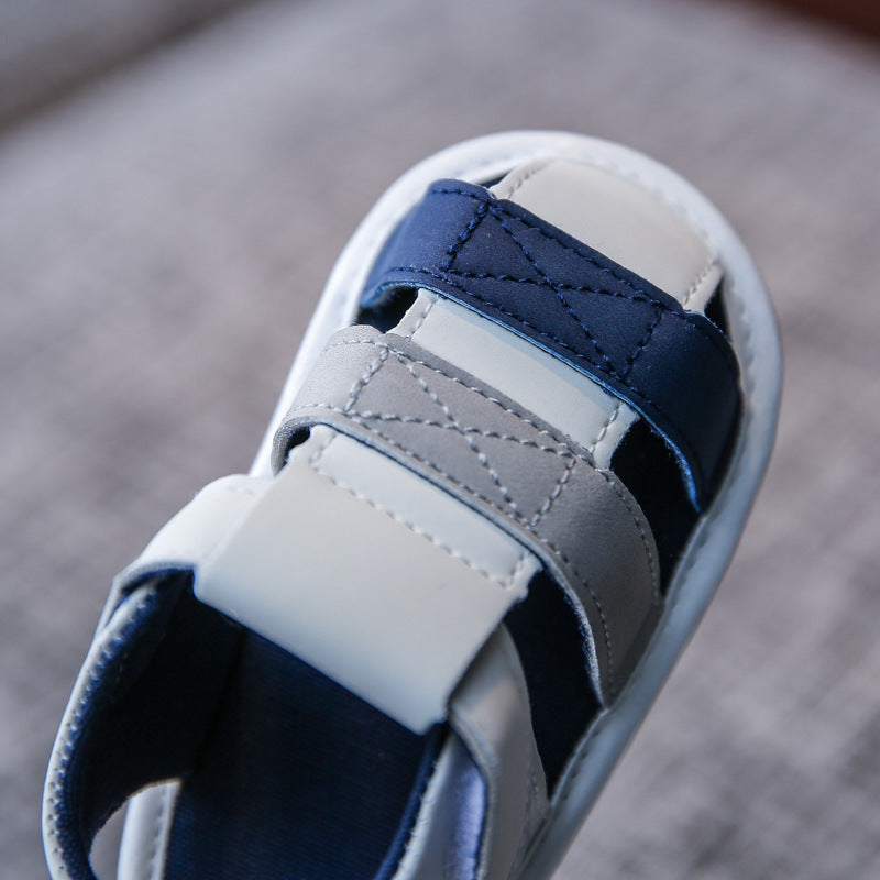 Baby Basic Color Blocking Soft Bottom Velcro Sandals