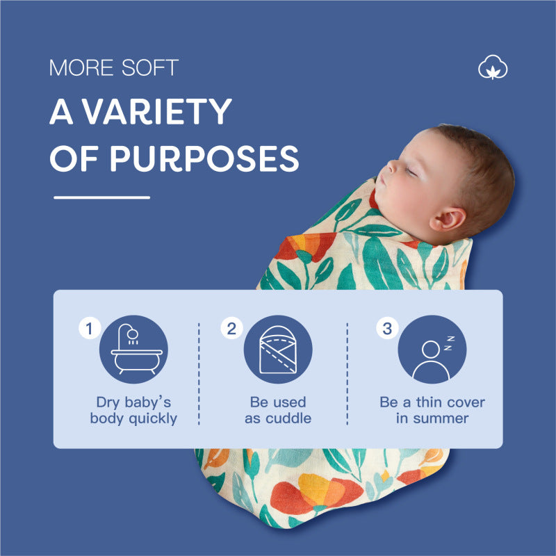 Baby Basic All Over Print Swaddling Wrap Bath Towel