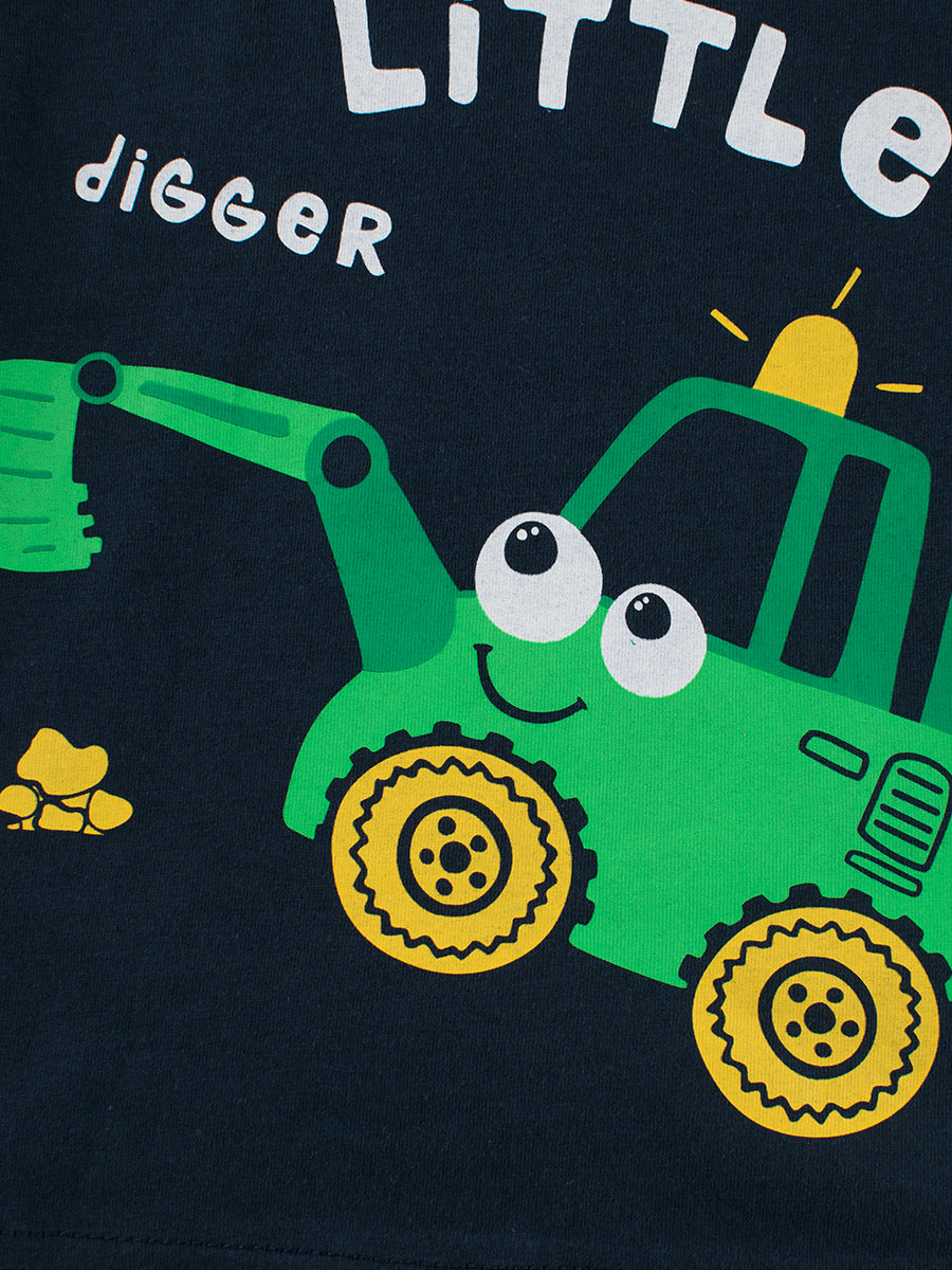 Kids Toddler Boys Casual Cute Cartoon Car Print Short Sleeve Round Neck T-Shirt
