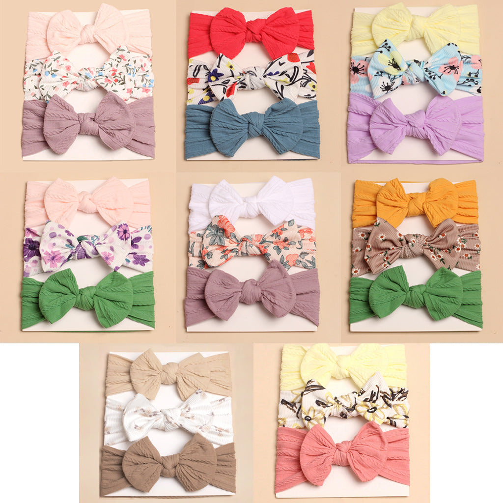 3pcs Spring Summer Baby Headscarf Children Cute Hair Bow Accessories