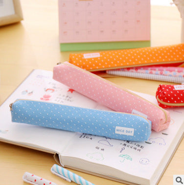 Trendy Long Polka Dot Candy Color Pencil Case