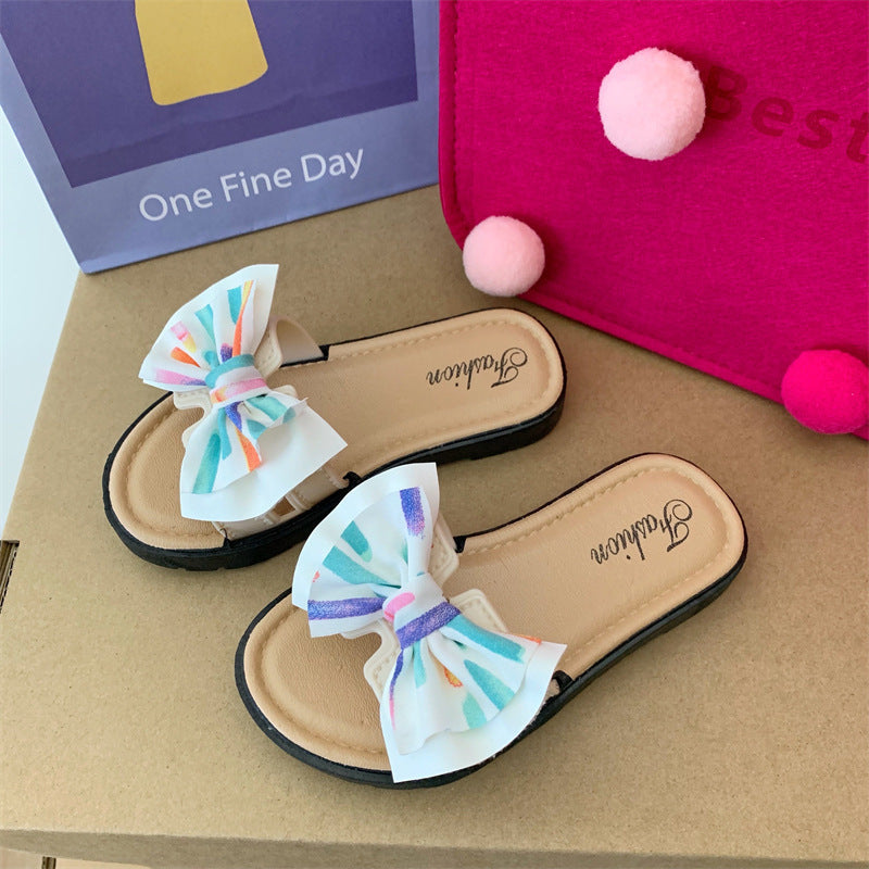 Children Kids Toddlers Girls Bow Princess Slippers Shoes