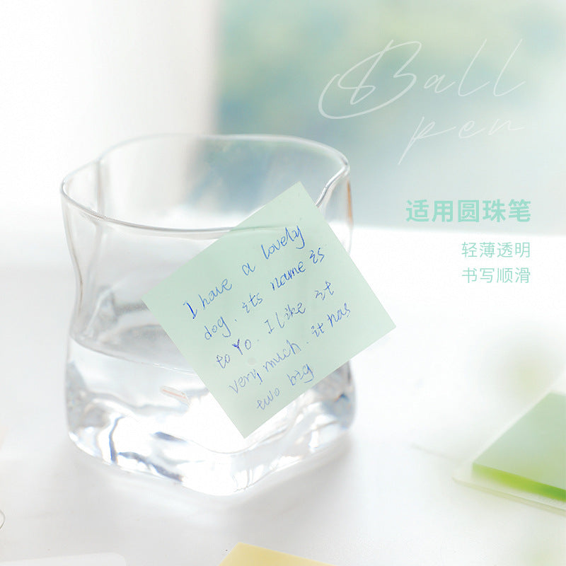 50pcs PET Self-Adhesive Transparent Waterproof Pastel Color Memo Pads