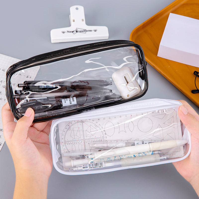 Simple Transparent Large Capacity Pencil Bag Cosmetic Bag