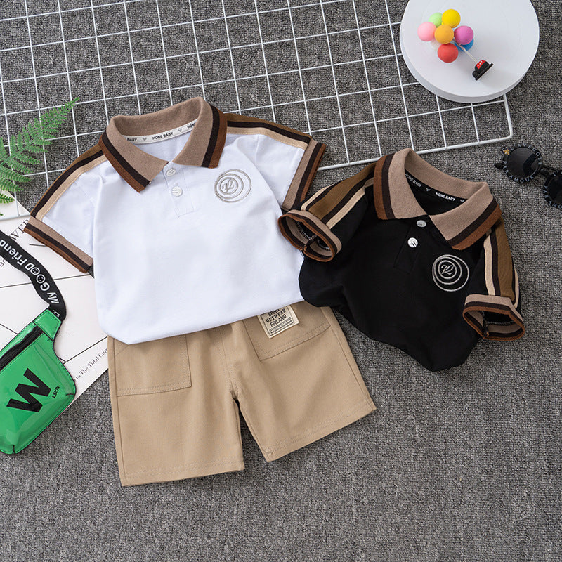 Boy'S Fashion Two-Piece Lel Polo Shirt Set