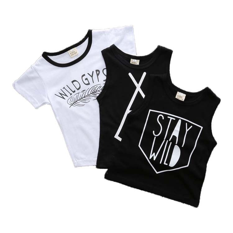 Baby Casual Round Neck Short Sleeve Letter Pattern T-shirt