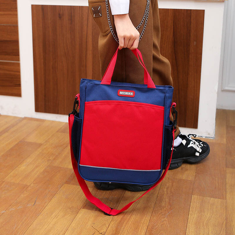 Children Fashion Girls Boys Color Matching Nylon Handbag Backpack School Bag