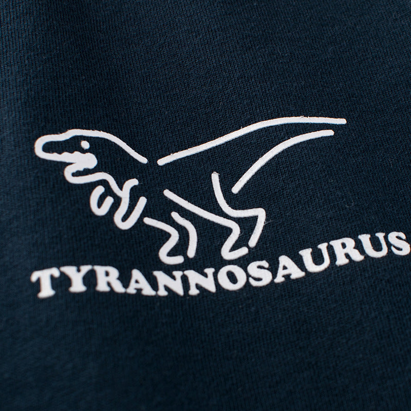 Kids Toddler Boys Summer Basic Cotton Color Matching Cartoon Dinosaur Pattern Round Neck T-Shirt