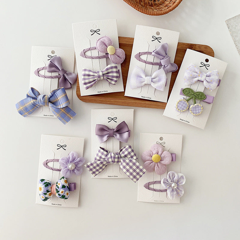 2pcs/set Kids Girls Sweet Bow Flower Hairpin Seaside Clip Hair Accessories