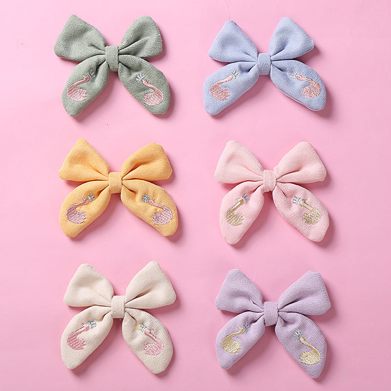 Toddlers Newborn Kid Baby Fashion Girls Bowknot Embroidered Hairpin Hair Accessories