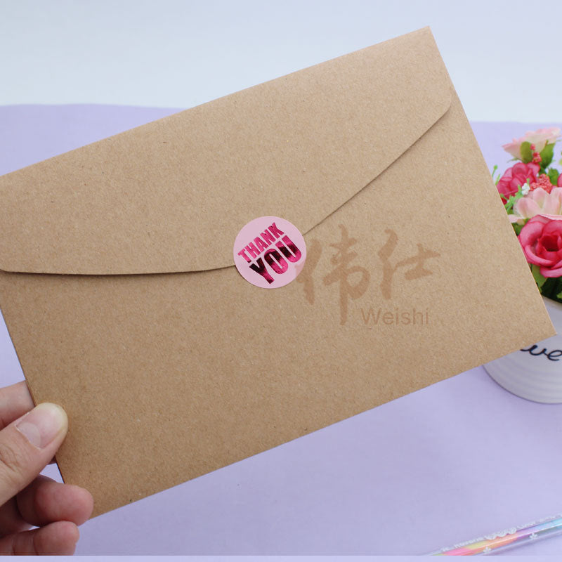 1 Inch 500 Pieces/Roll Round Pink Thank You Sticker Sealing Label Sticker Bronzing