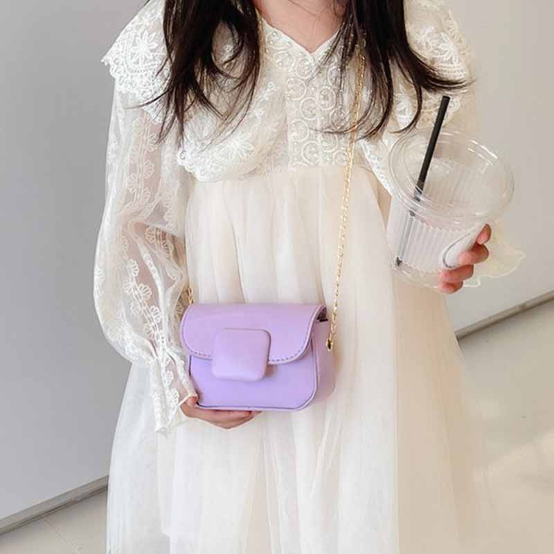 Kids Casual Cute Solid Color Chain Crossbody Bag