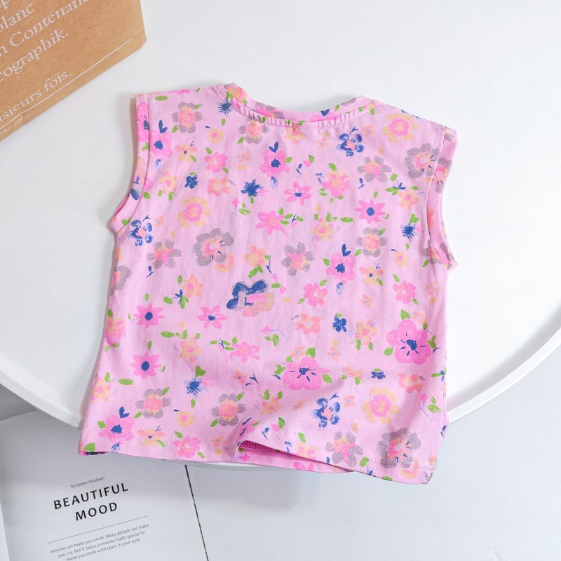 Children Kids Toddlers Girls Cartoon Print Sleeveless Vest