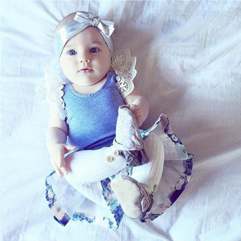 Toddlers Newborn Baby Fashion Girls Casual Basic Short Sleeve Lace Solid Color Pants