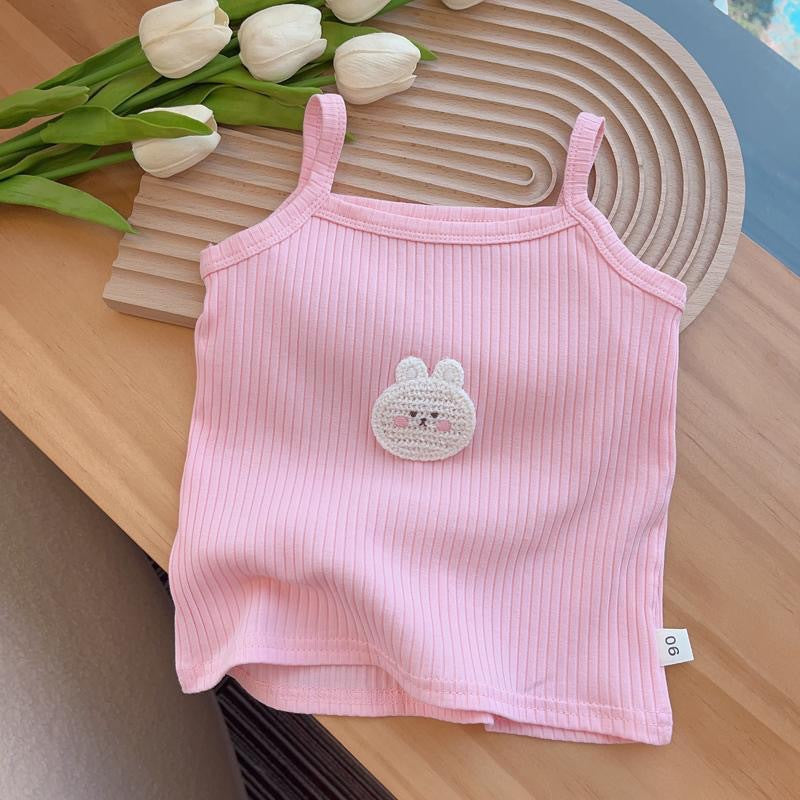 Kids Toddler Girls Cute Summer Cartoon Embroidered Stretch Camis