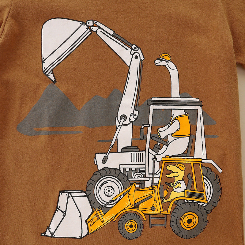 Kids Toddler Boys Casual Cartoon Print Short Sleeve Round Neck T-Shirt