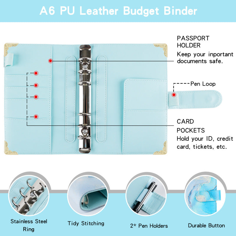 A6 Loose-Leaf Color Book Printing Leather PU Notebook