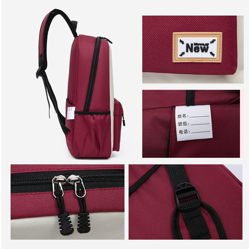 Children Fashion Girls Boys Color Matching Nylon Backpack School Bag