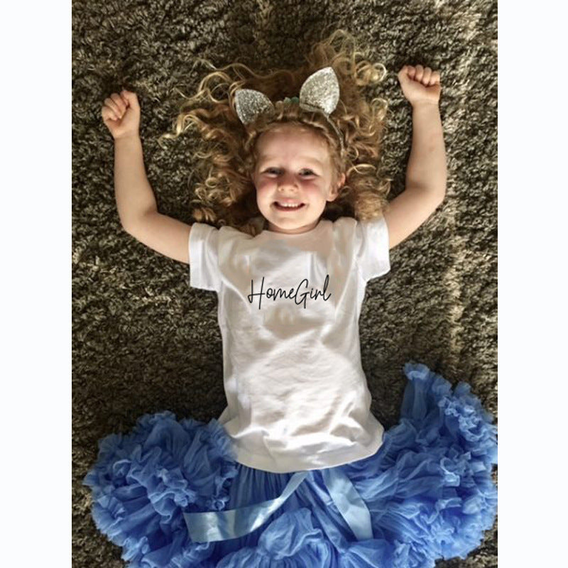 Children Kids Baby Fashion Girls Basic Casual Homegirl Print Short Sleeve T-Shirt