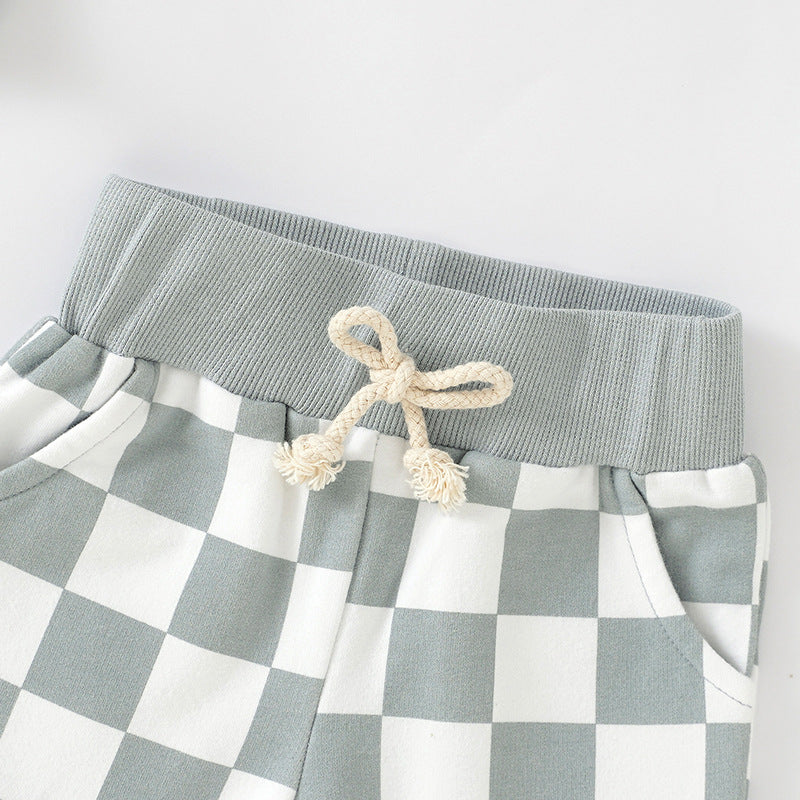 Kids Baby Boys Girls Fashion Casual Playd Print Shorts