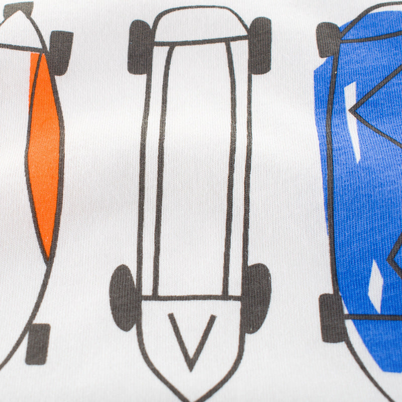Boys Cute Cartoon Skateboarding Round Neck Sleeveless T-shirt