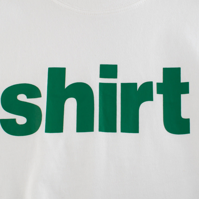 Kids Basic Round Neck Short Sleeve Letter Pattern T-shirt