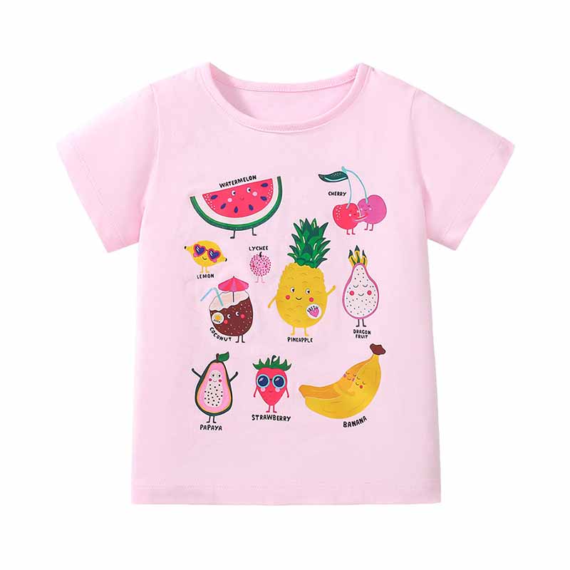 Kids Toddler Girls Casual Cute Fruit Print Short Sleeve Round Neck T-Shirt