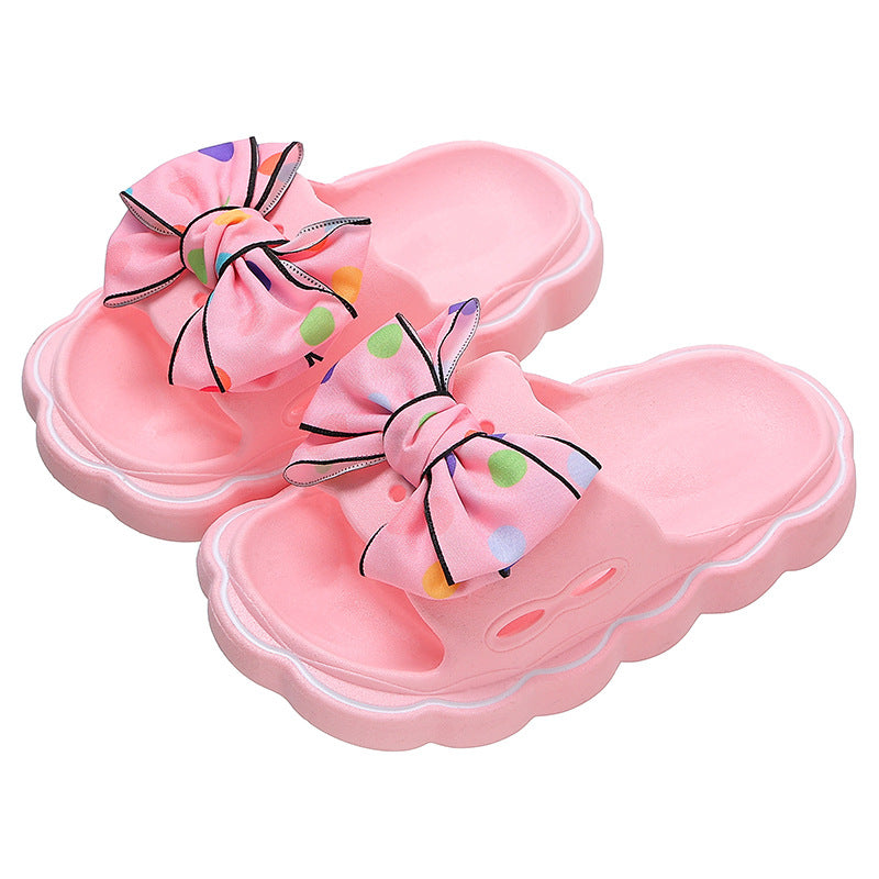 Kids Girls Casual Cute Bow Thick-Soled Slippers