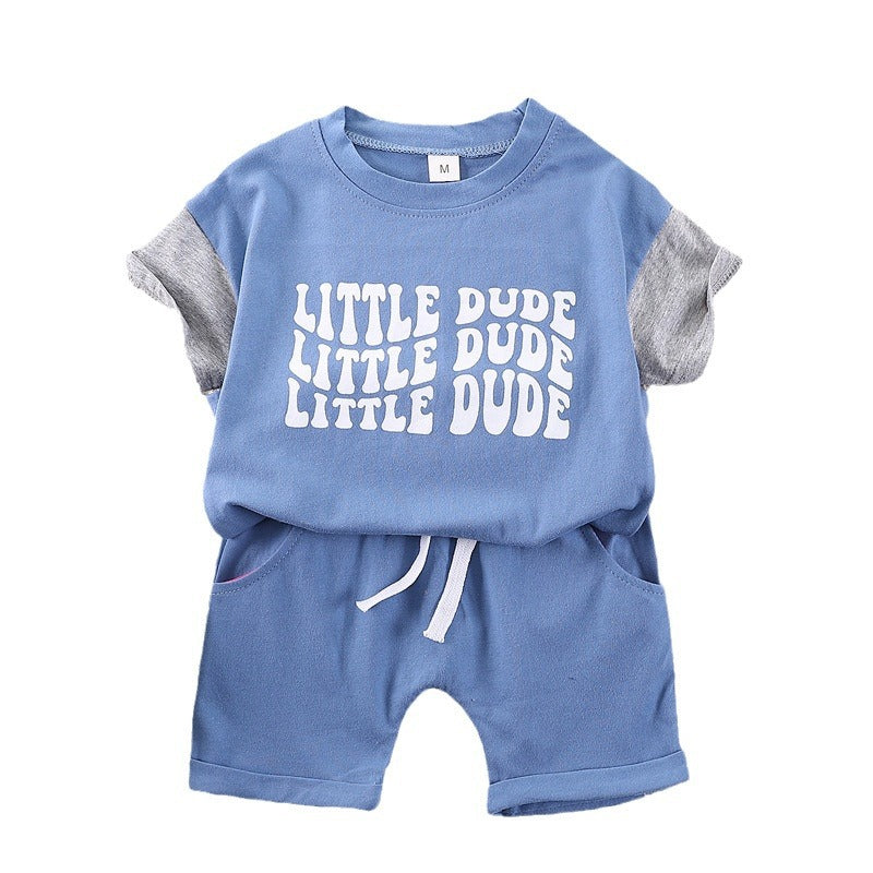 Boy'S Fashion Two-Piece Letter Print T-Shirt Set