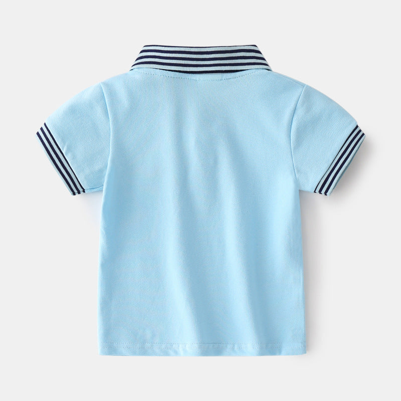 Children Kids Baby Fashion Boys Short Sleeve Cartoon Car Print Lapel Casual Basic T-Shirt