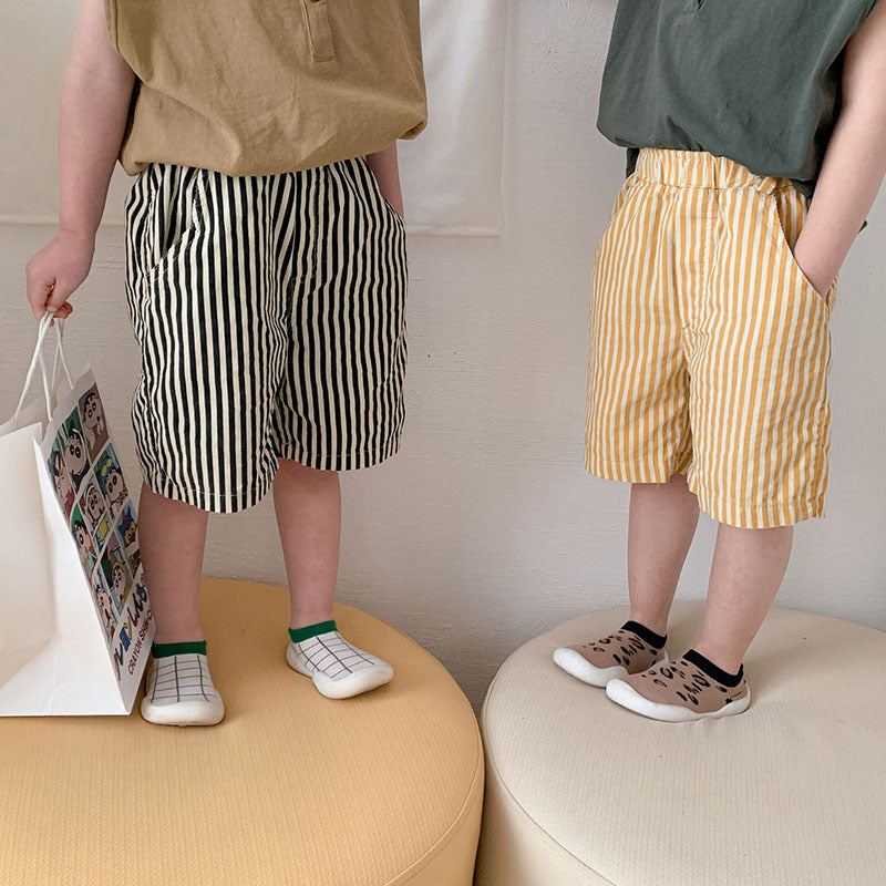 Kids Casual Stripe Elastic Loose Shorts