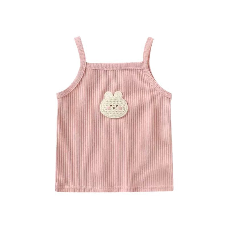 Kids Toddler Girls Cute Summer Cartoon Embroidered Stretch Camis